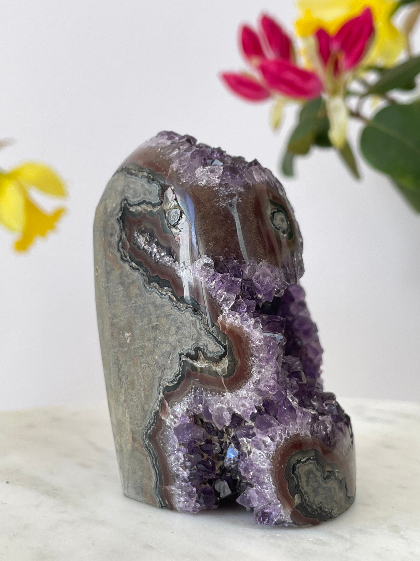 Amethyst Cut Base with Stalactite Eye from Uruguay
