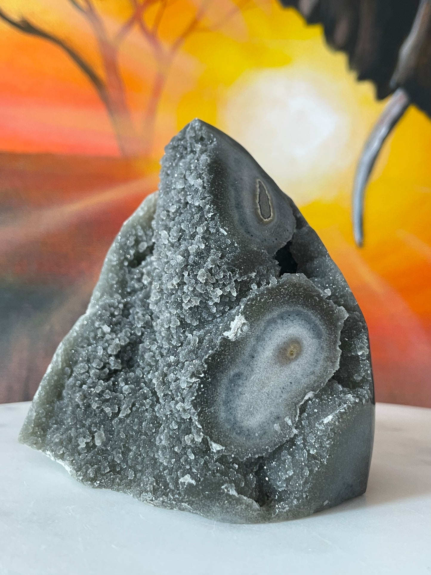 Amethyst Green Druzy with Stalactite Eye Cut Base