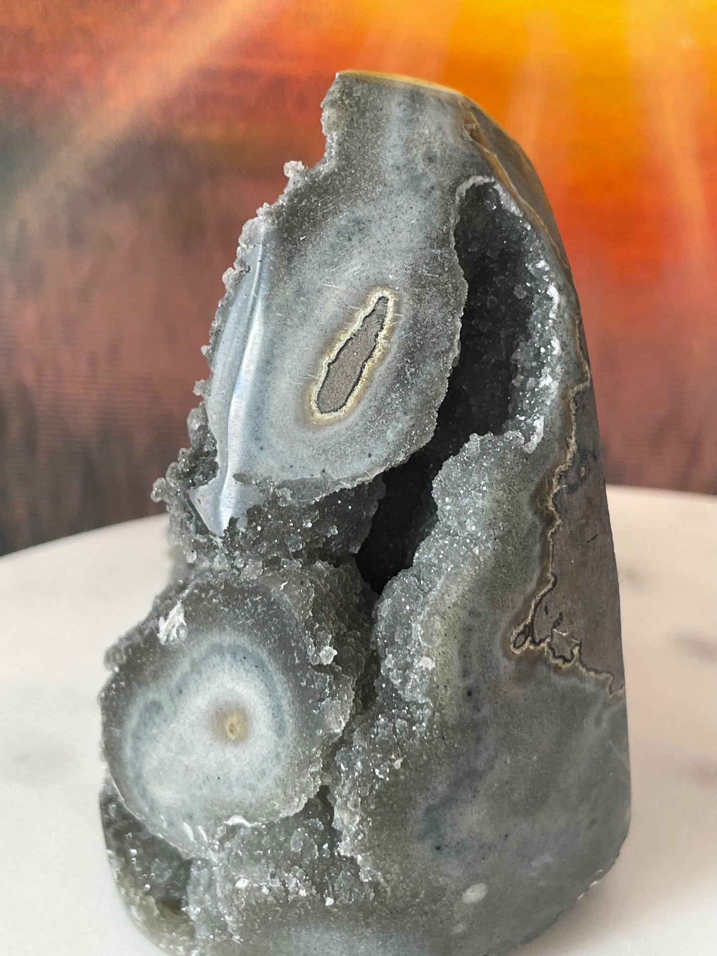 Amethyst Green Druzy with Stalactite Eye Cut Base