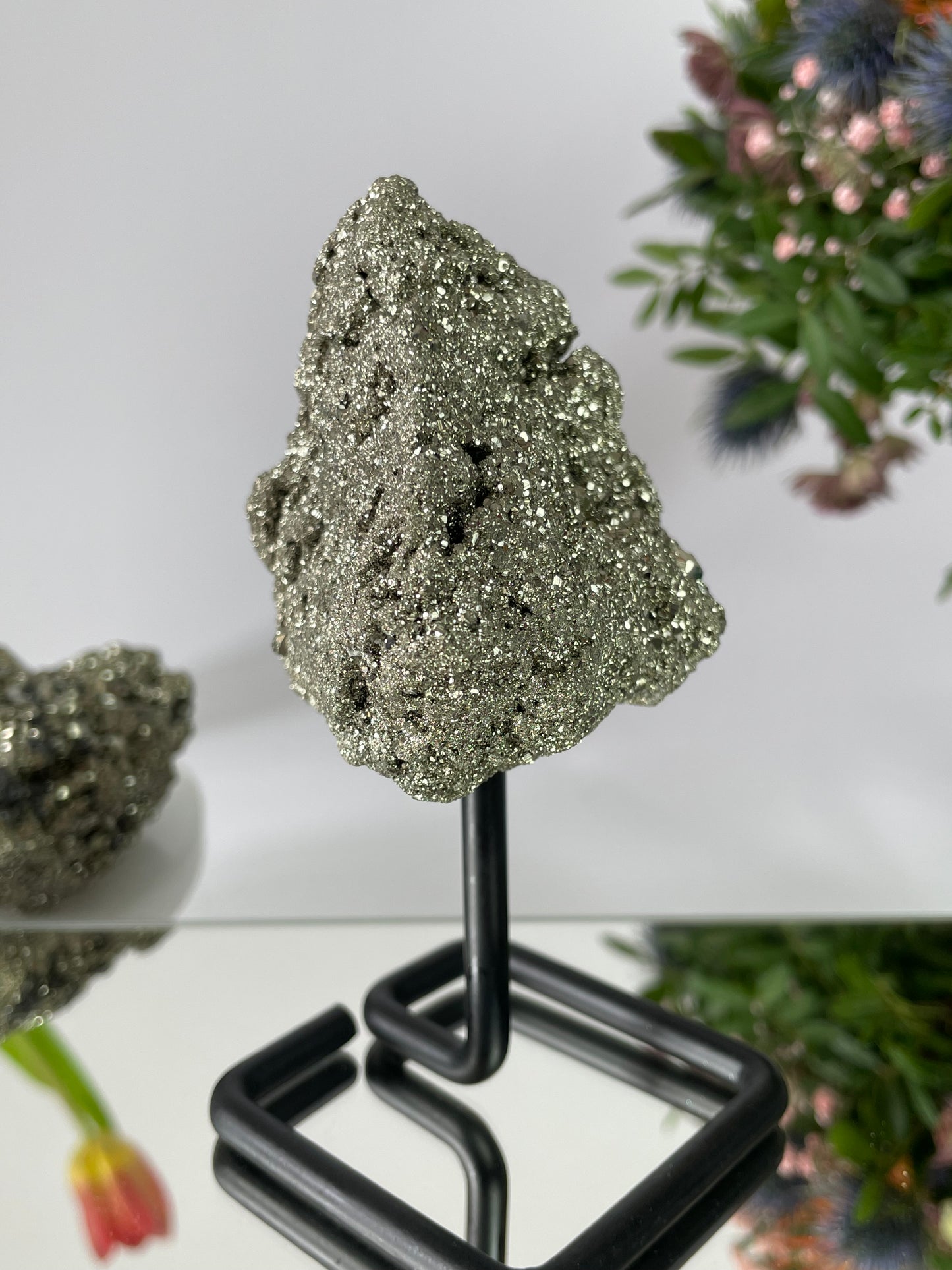 Pyrite Cluster on Metal Stand I