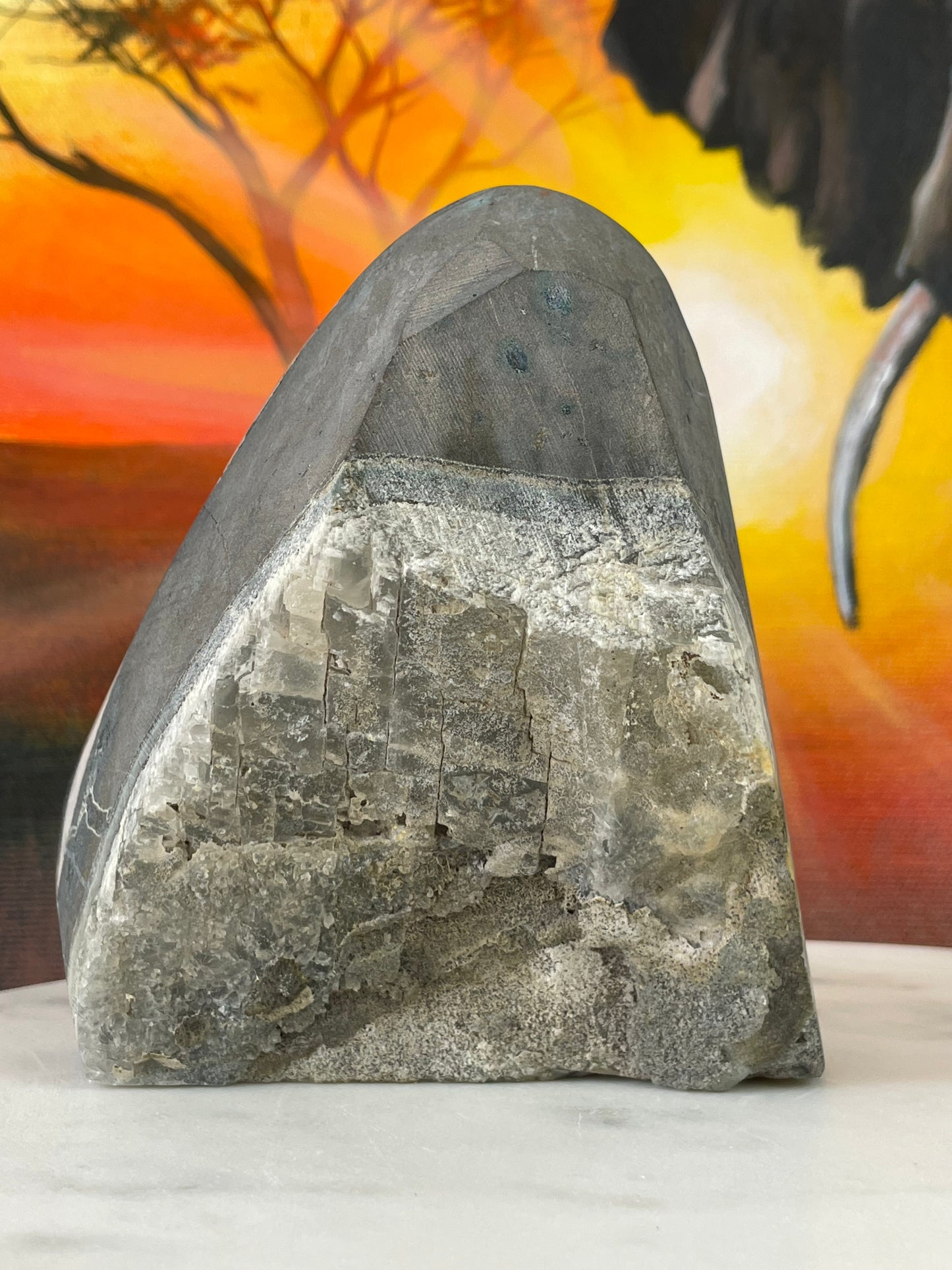 Druzy Jasper with Grey-Pastel Tiny Quartz with Stalactite Eye from Uruguay