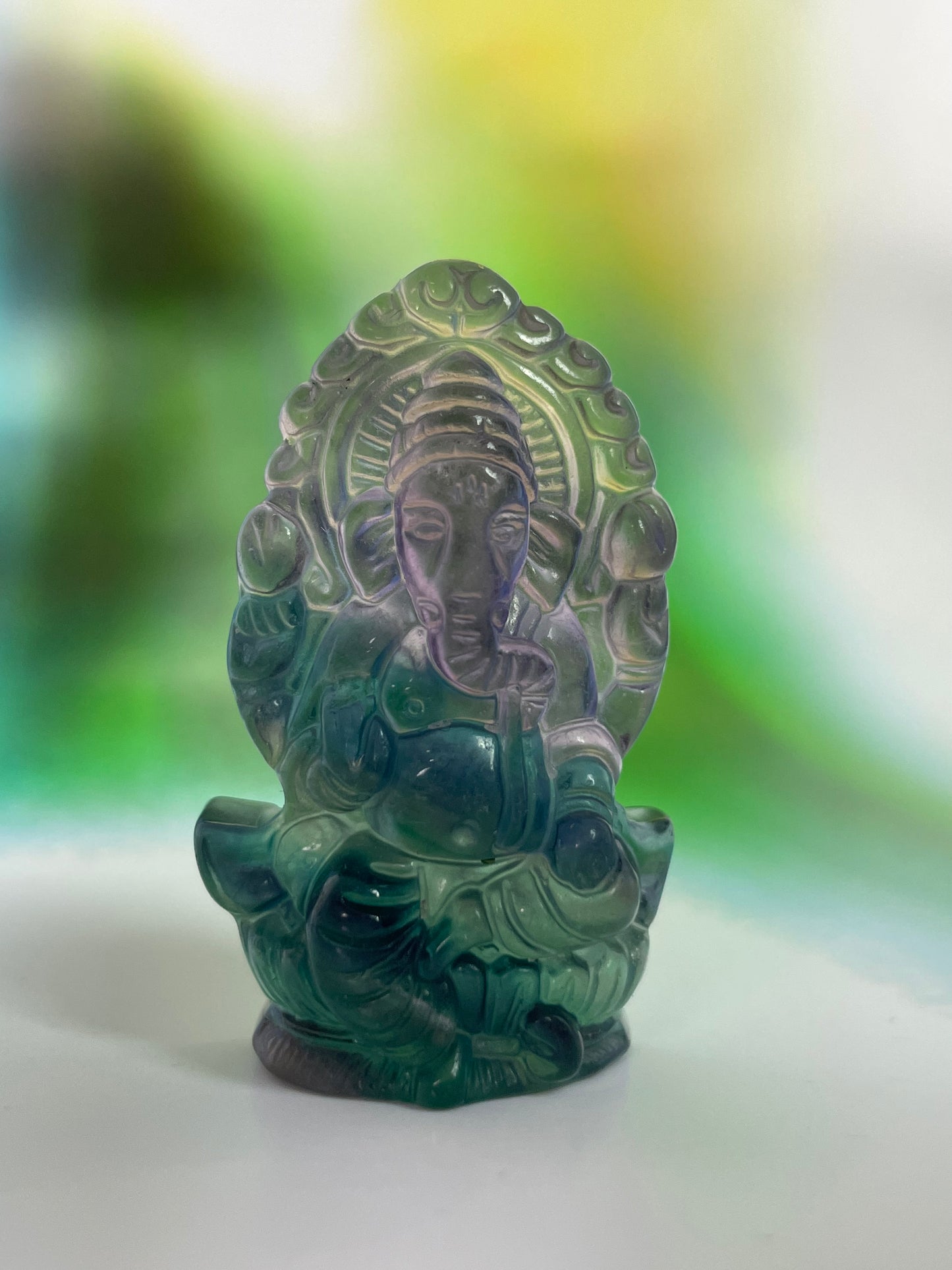 Fluorite Ganesh Green Lavender