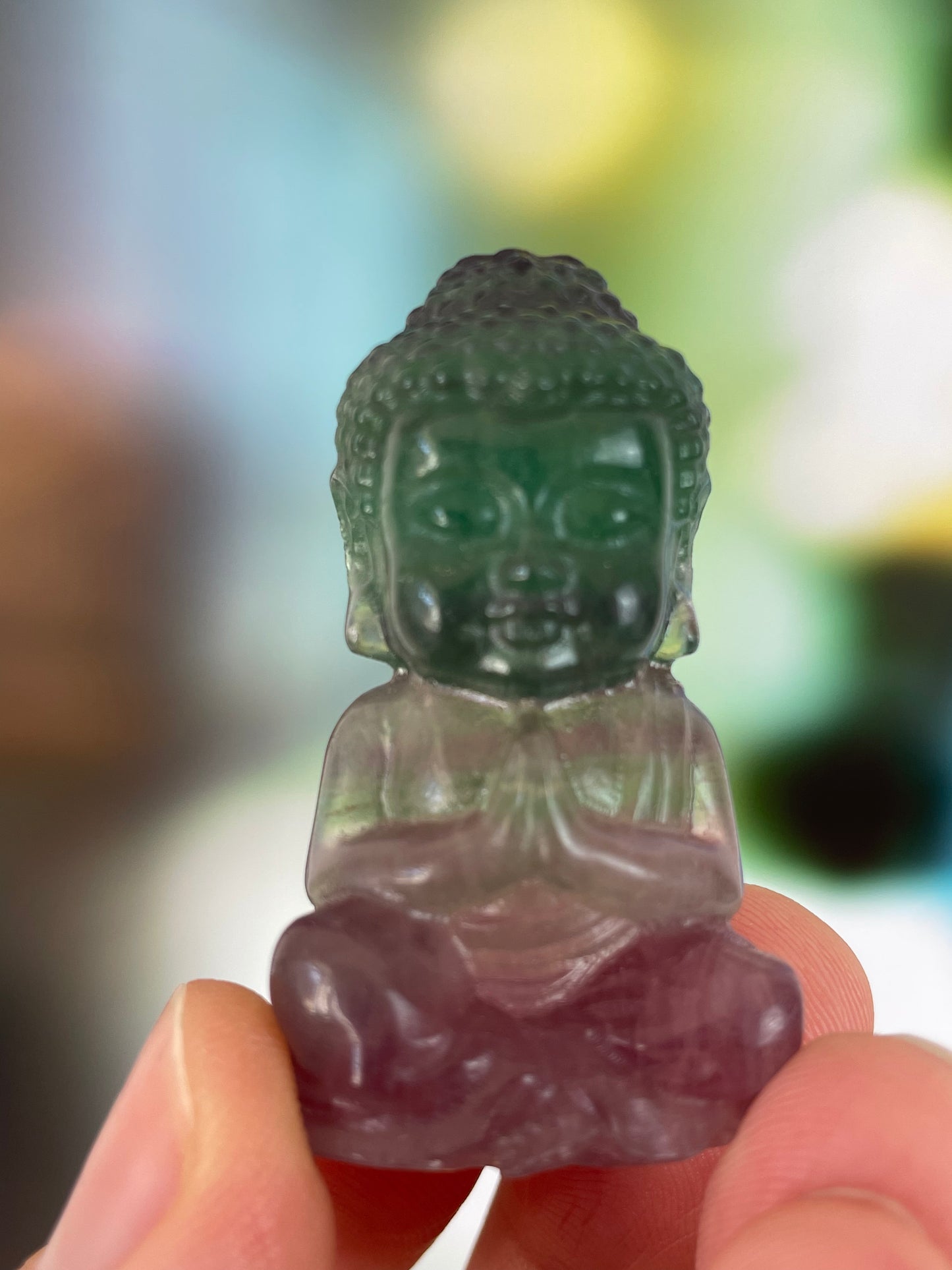 Fluorite Baby Buddha - Green Purple
