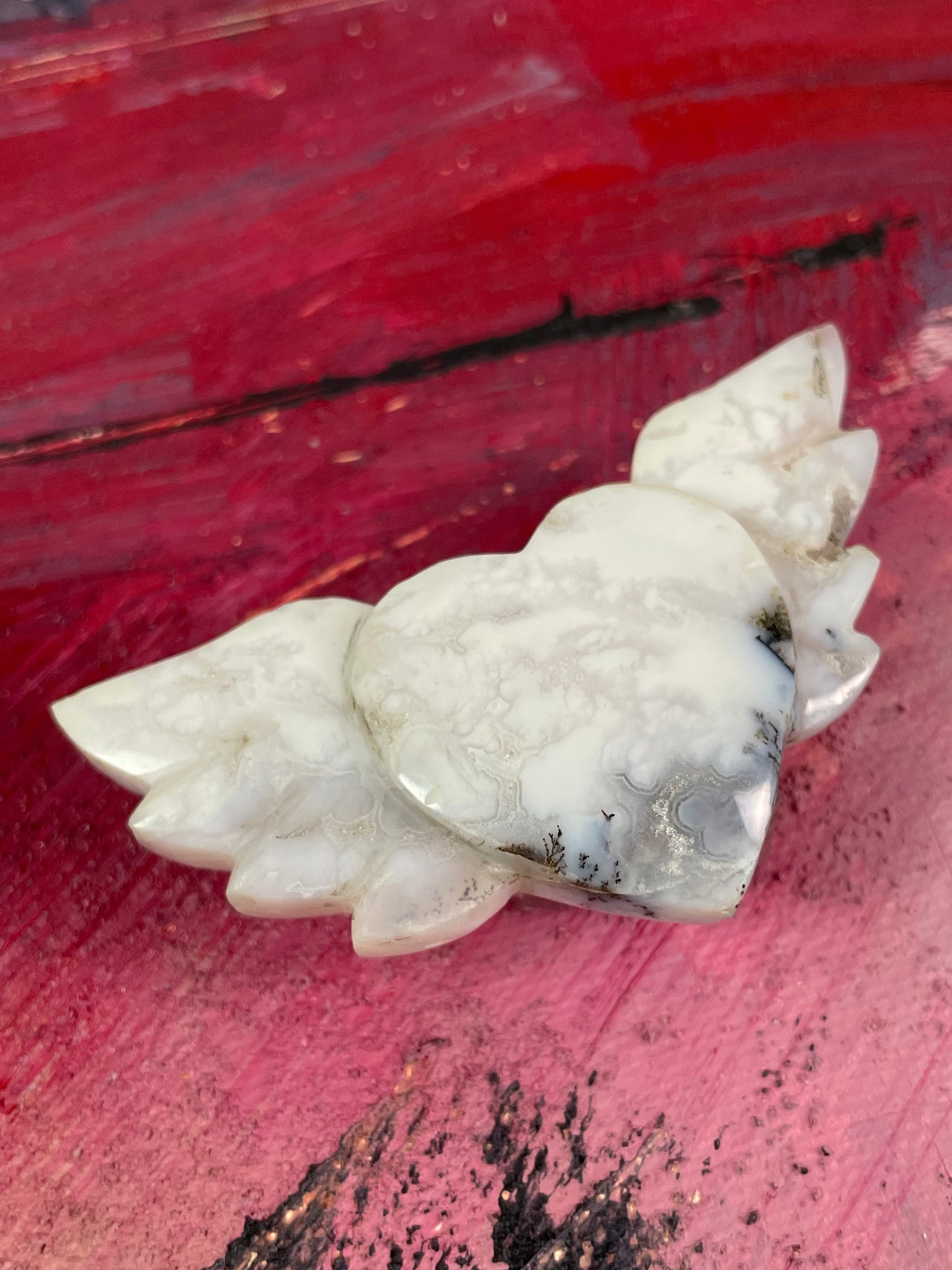 Dentritic Agate Heart Wings