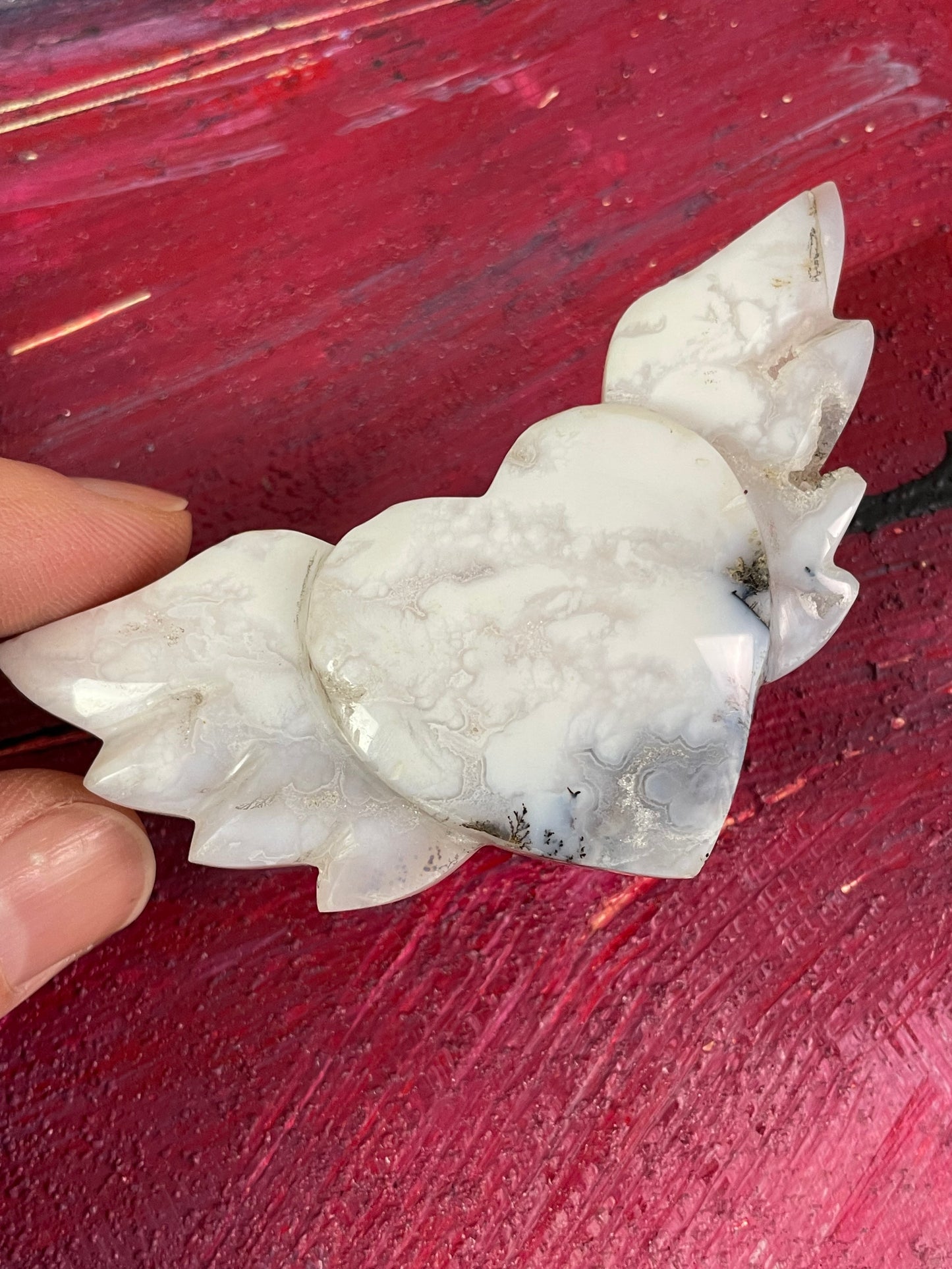 Dentritic Agate Heart Wings