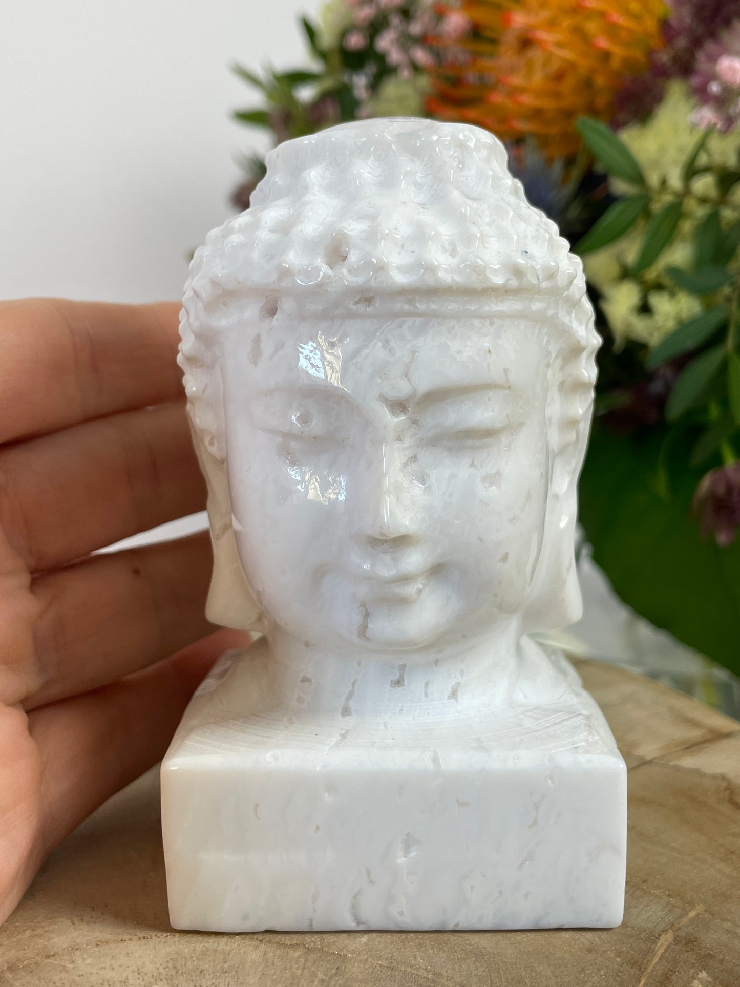 Buddha Sculpture White Lace Agate