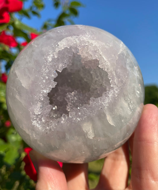 Amethyst White Druzy Agate Sphere  from Uruguay