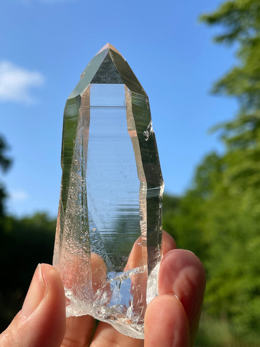 Lemurian Quartz Crystal Water Clear Point from Colombia