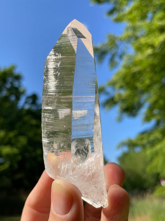 Lemurian Quartz Crystal  Water Clear Point from Colombia