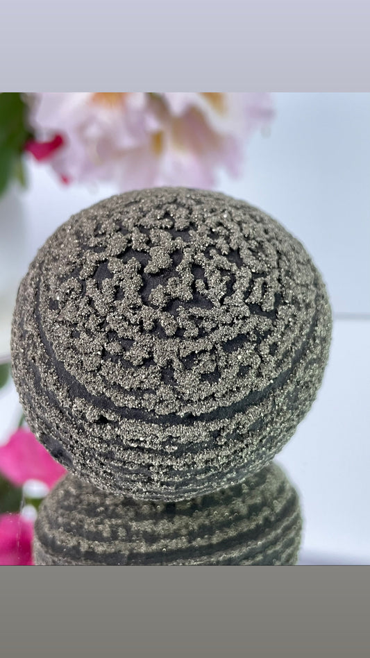 Pyrite Natural Ball with Geometric Pattern from Dingchuan- Yunnan , China