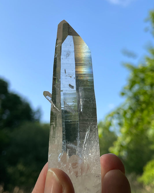 Lemurian Quartz Crystal Point Water Clear from Colombia