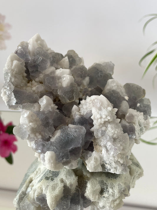 Candle Quartz with Stepped Fluorite from Inner Mongolia