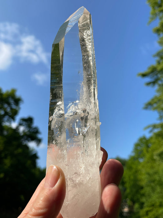 Lemurian Quartz Crystal Point Water Clear from Colombia Large