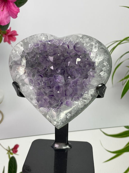 Amethyst Lavender Heart on Stand from Uruguay