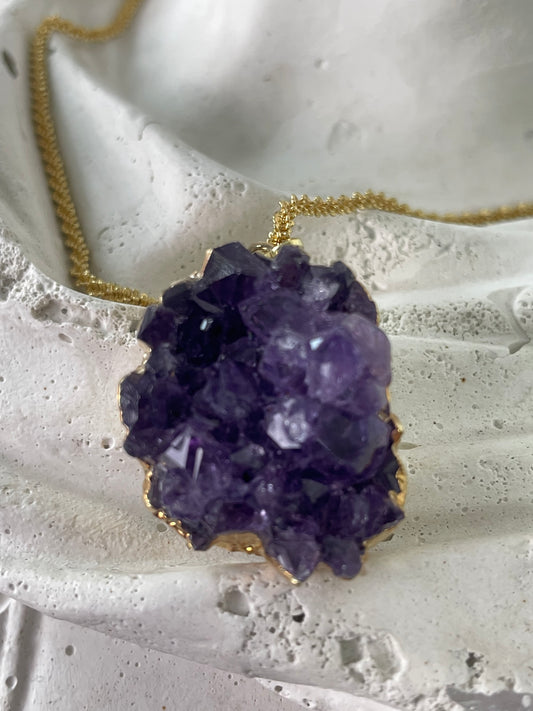 Amethyst Pendant from Uruguay I With Anchor Chain 45cm/ 17.5 in