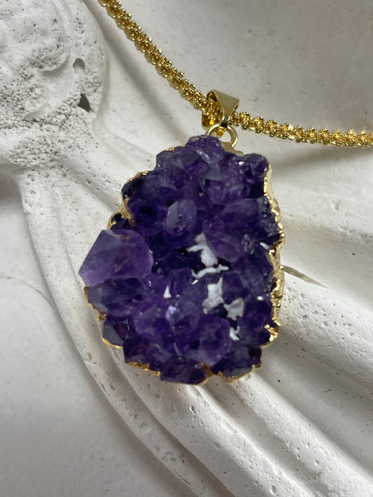 Amethyst with Calcite  Pendant from Uruguay with anchor chain III