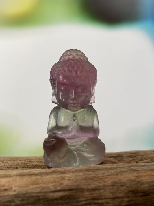 Fluorite Baby Buddha – Bright Purple Green