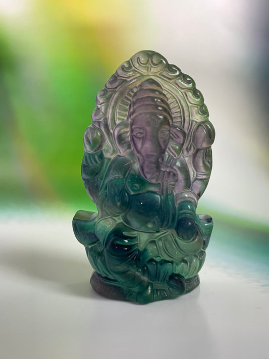 Fluorite Ganesh Green Lavender