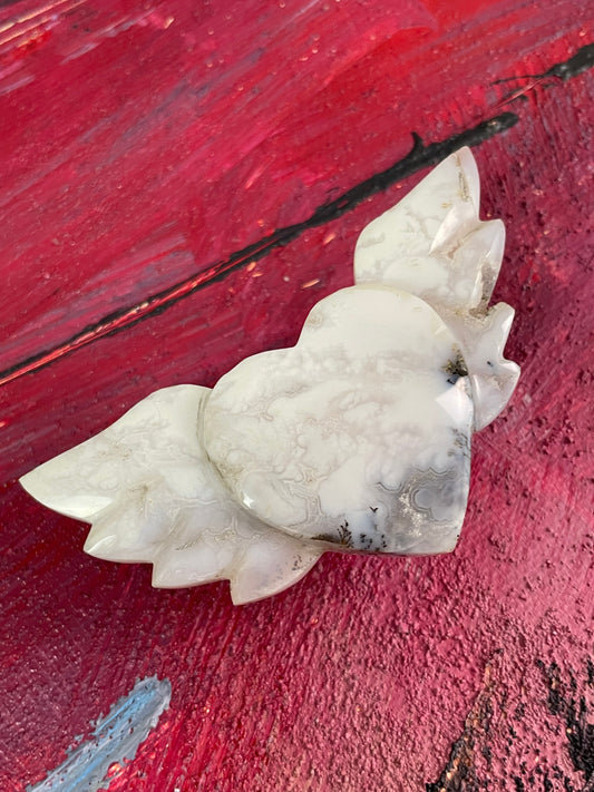 Dentritic Agate Heart Wings