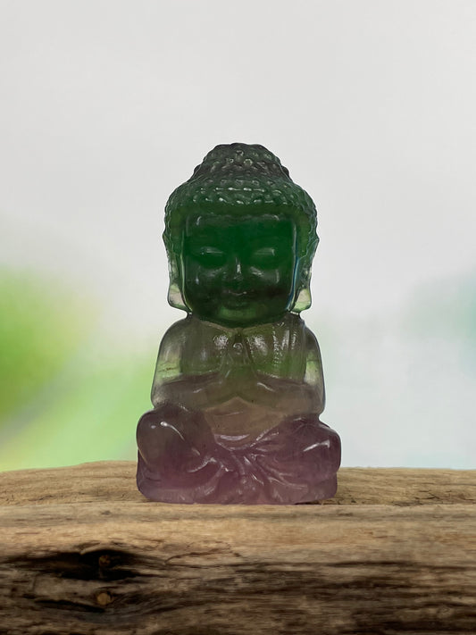 Fluorite Baby Buddha - Green Purple